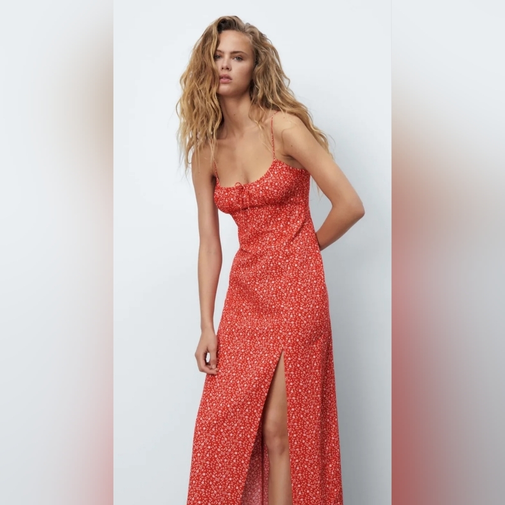 🥰🌷Zara Red Floral Dress